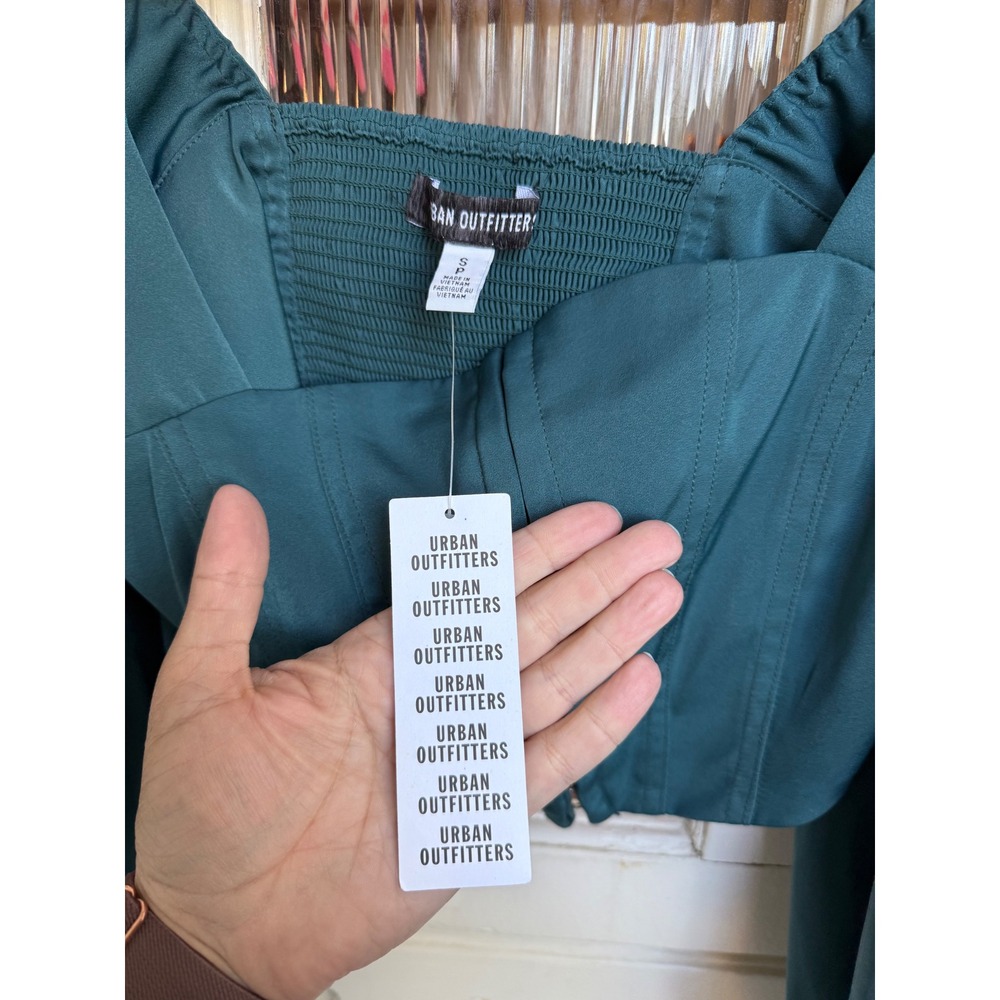 Urban Outfitters Teal Blue Maddie Bustier Corset Hook Eye Crop Top Size Small - Picture 9 of 9